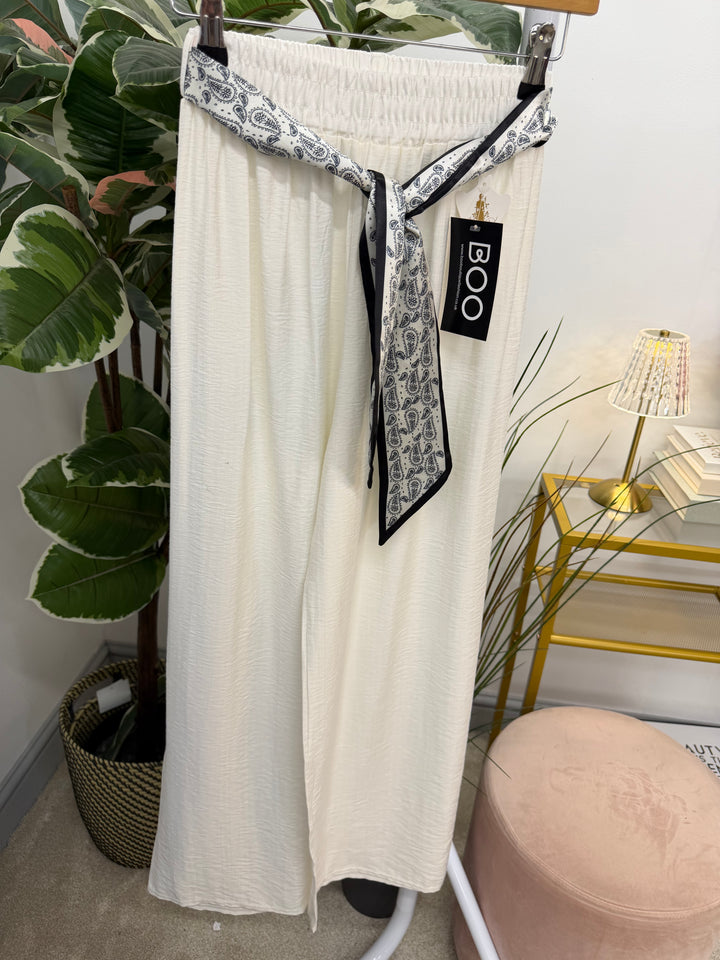 Ladies Wide Leg Trousers - Black, Pink, White, Khaki, Blue, Mocha, Beige