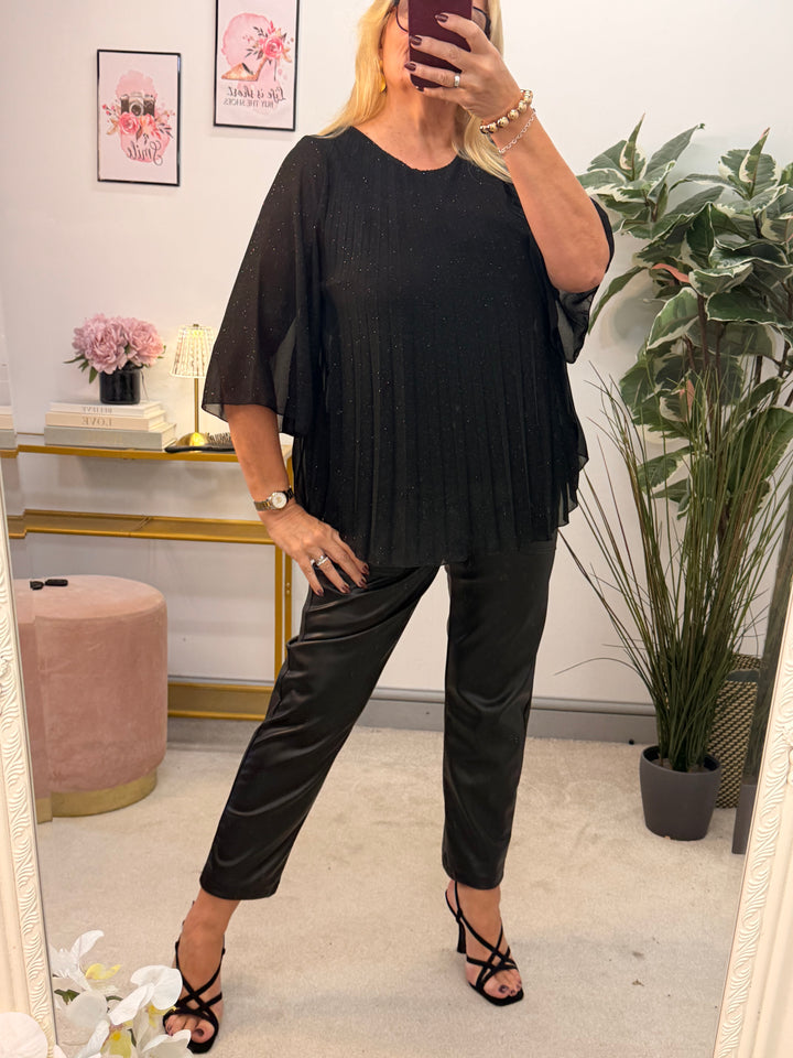 The LAUREN sparkly chiffon pleated top - 3 colours