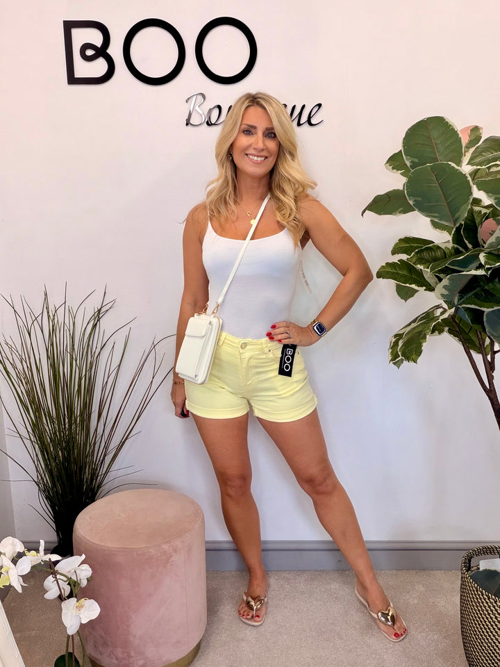 Ladies Fashion Lemon Denim Jean Shorts  - 
