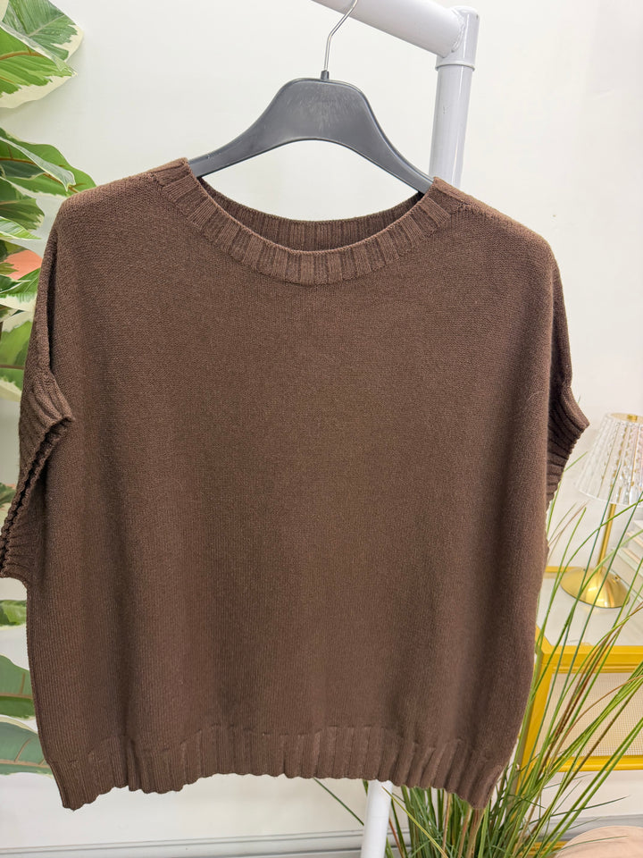 Ladies Tank Top Sleeveless Jumper - Khaki, Black, Cream, Brown, Rust & Camel