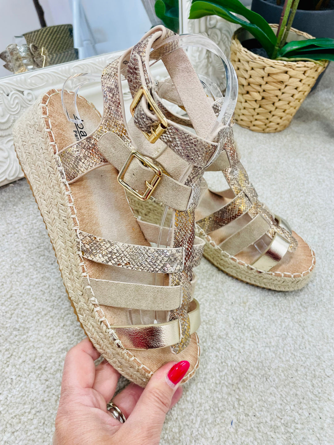 LADIES WOMENS GLADIATOR SMALL WEDGE SANDALS sizes 3 to 8