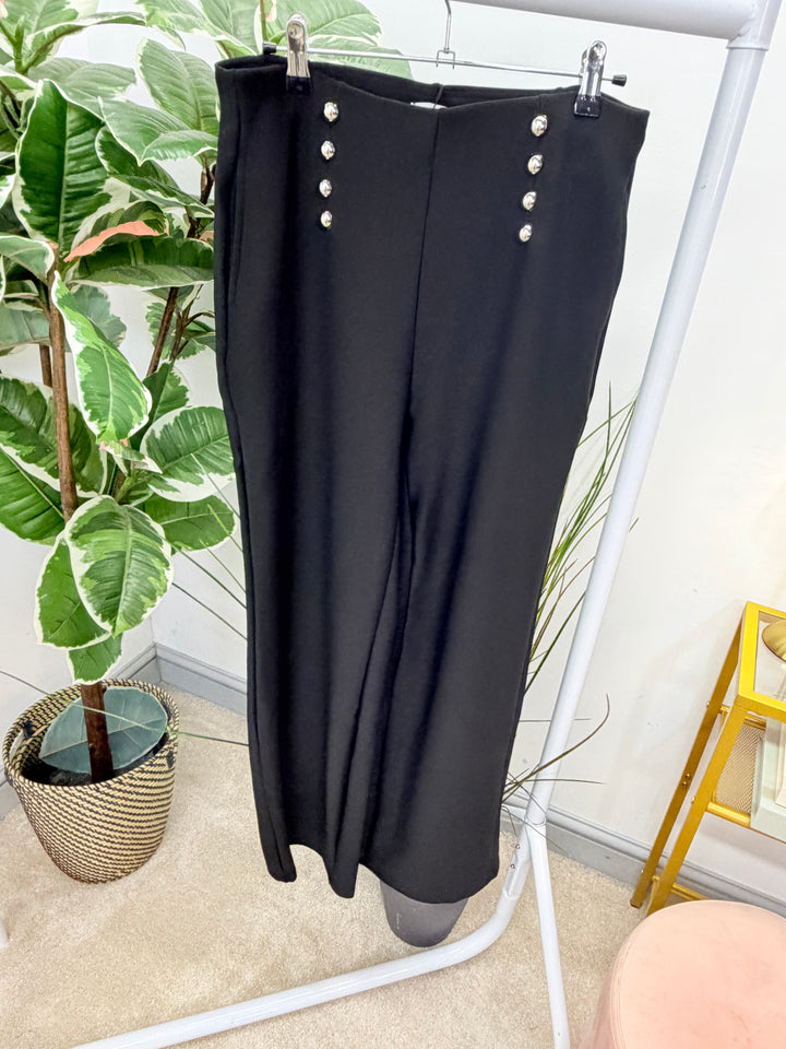 Ladies Fashion Black Scuba Straight Leg Trousers