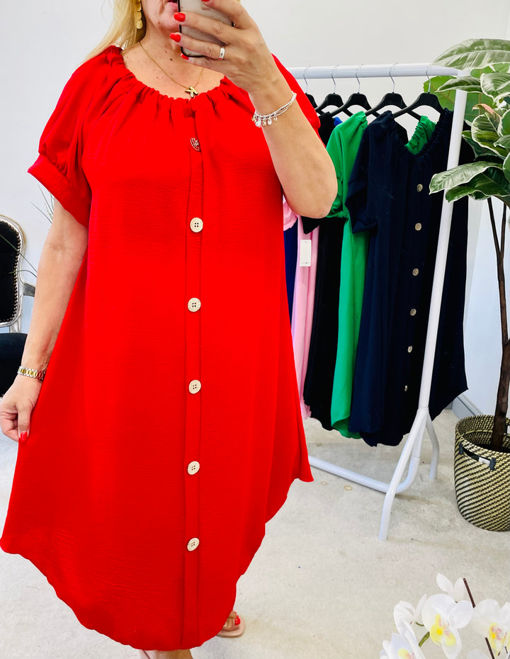 LADIES LOOSE FIT BARDOT SUMMER MIDI DRESS 