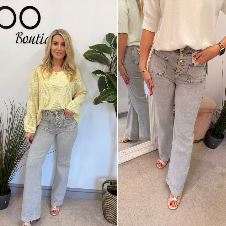 The MILLY grey denim wide leg jeans - size 6 to 14