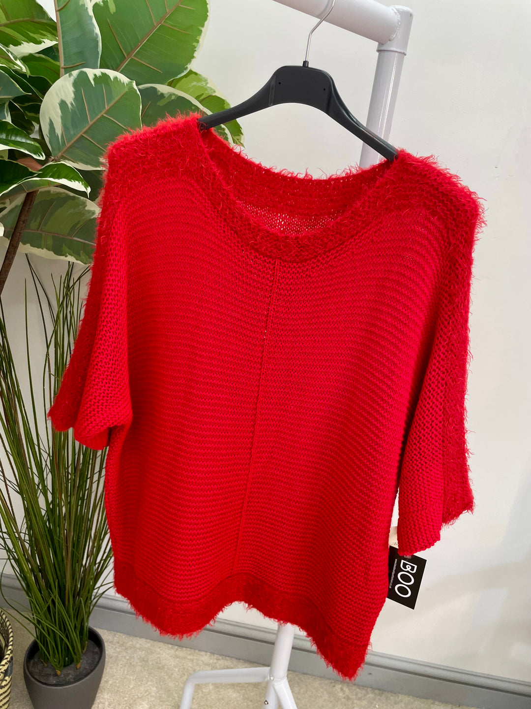 LADIES SOFT FLUFFY KNIT JUMPER - WHITE, BROWN, WINE, RED, BLACK, NAVY
