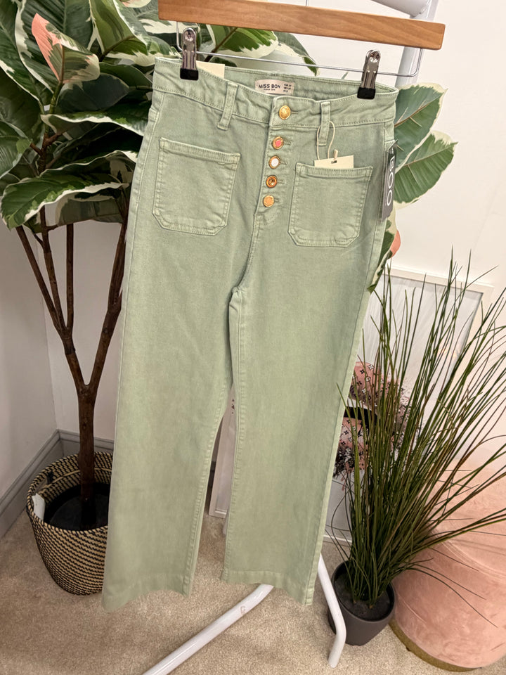The TRACEY sage denim wide leg jeans - size 6 to 14
