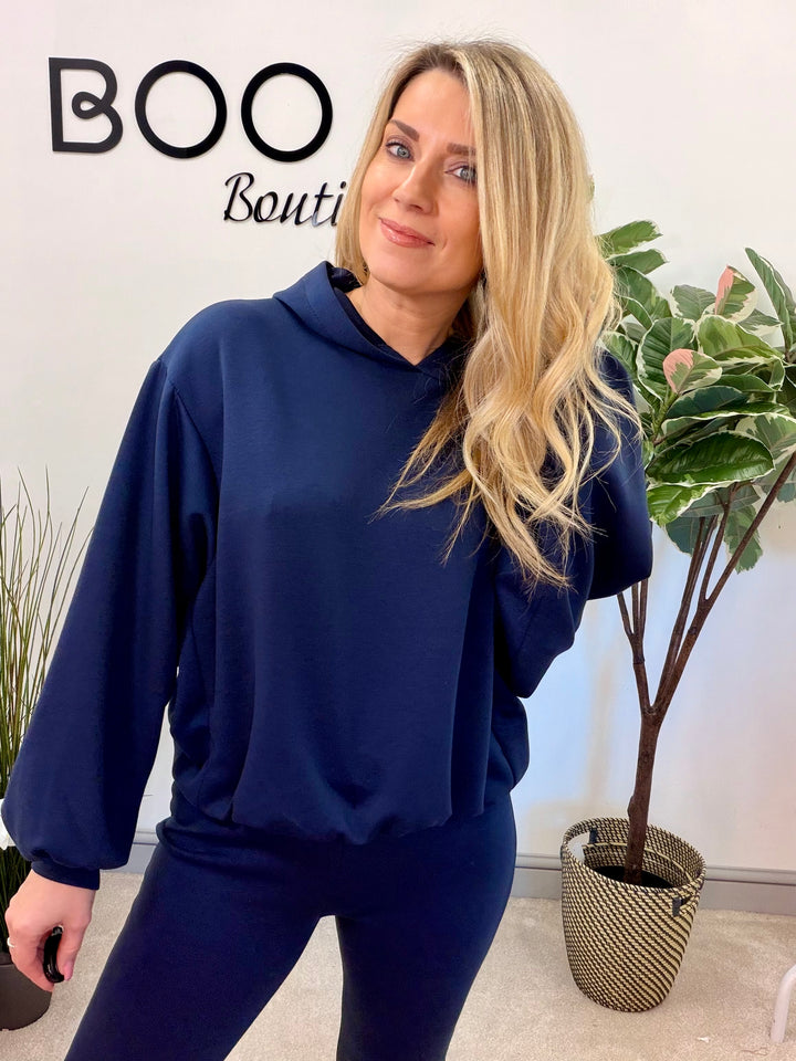 Ladies Fashion Flared Leg Tracksuit Co ord set navy