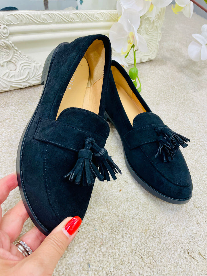 CHOCOLATE BROWN FAUX SUEDE LOAFER FLAT SHOES ( 966 ) sizes 3 to 8