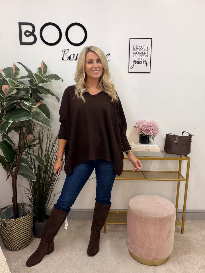 Ladies Fashion Oversize Slouch Jumper - Pink, Black, Beige & Brown