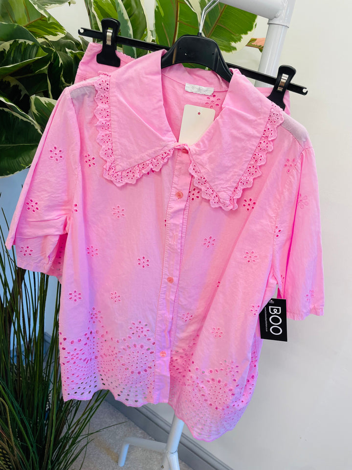 LADIES WOMENS SHORTS SUMMER CO ORD SET - PINK, KHAKI, WHITE, BLUE & PINK