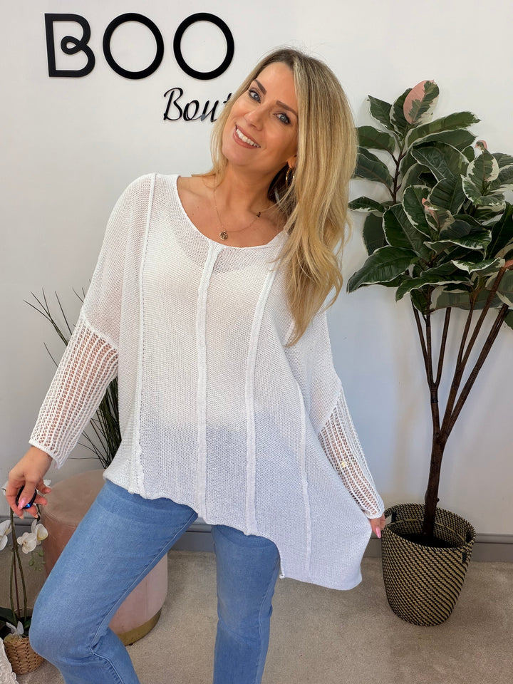 Ladies Fashion Oversize Top - yellow, beige, pink, white, fuschia and blue