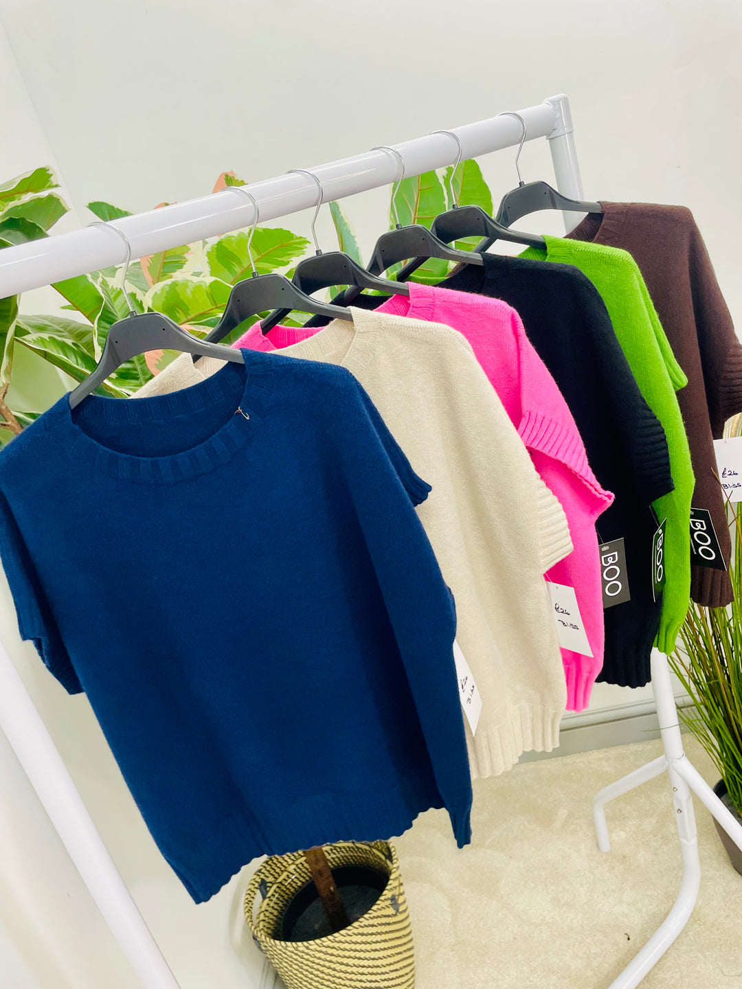 LADIES SHORT SLEEVE TANK TOP JUMPER - BROWN, BEIGE, PINK, OLIVE, NAVY, BLACK