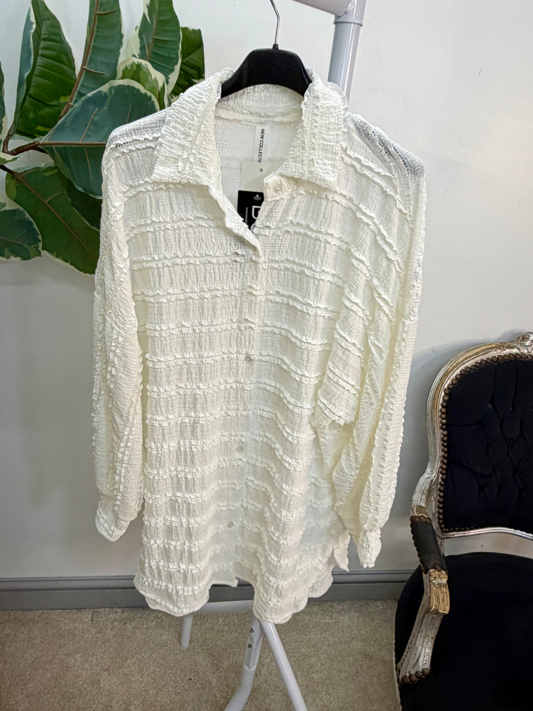 LADIES FRILL SHIRT BLOUSE - WHITE, BEIGE, PINK, LEMON, BLUE & BLACK