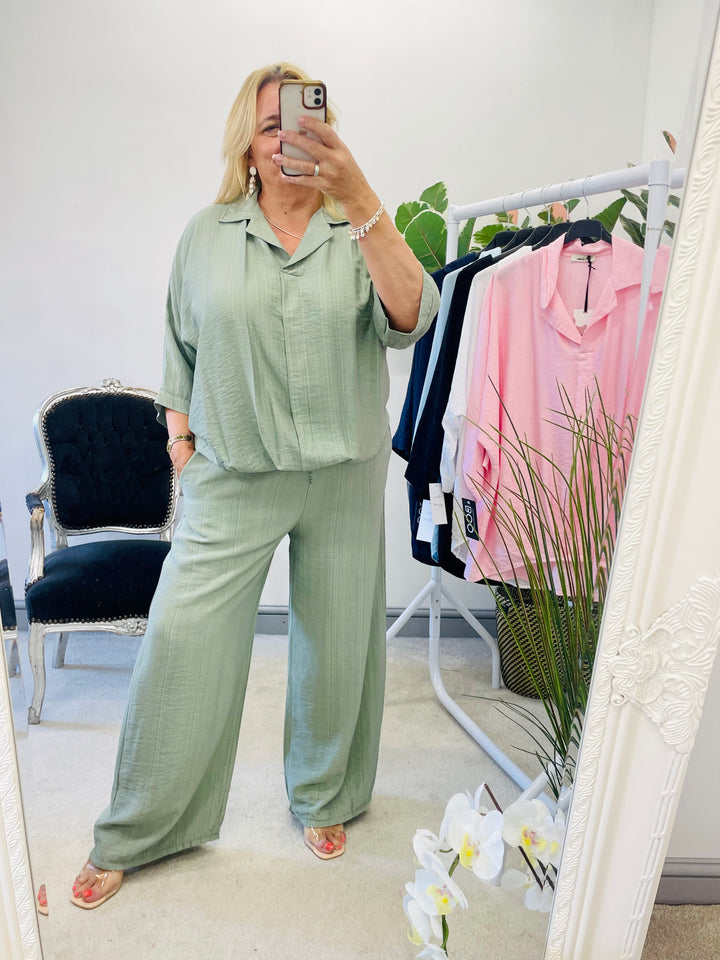 LADIES WOMENS WIDE LEG PALAZZO TROUSERS - BLACK, KHAKI, WHITE, PINK, BLUE & NAVY