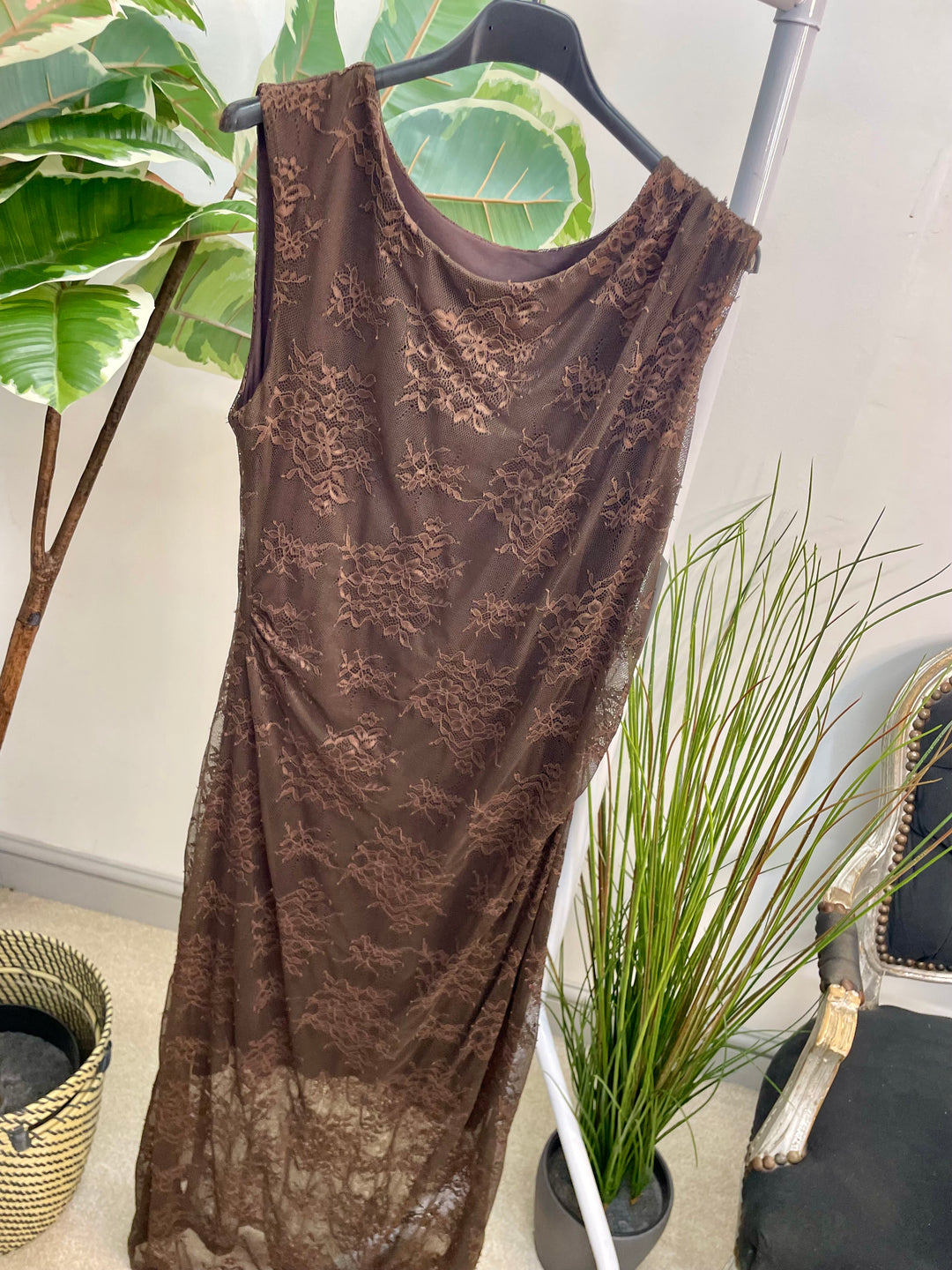 LADIES MESH NET SEXY PARTY MAXI DRESS - BERRY, BROWN & BLACK