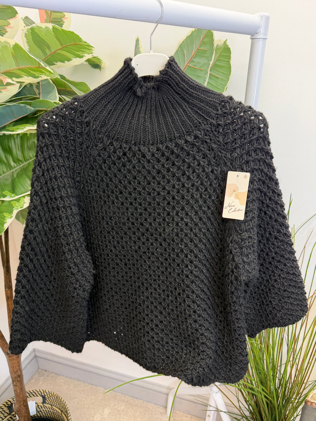 LADIES CHUNKY WAFFLE KNIT JUMPER - LEMON, BEIGE, BLACK, MOCHA & GREY