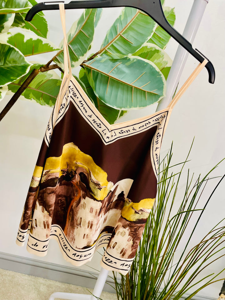 LADIES SATIN CAMI SUMMER TOP - BURGUNDY, BROWN, TAUPE, CREAM, BLUE, KHAKI, NAVY