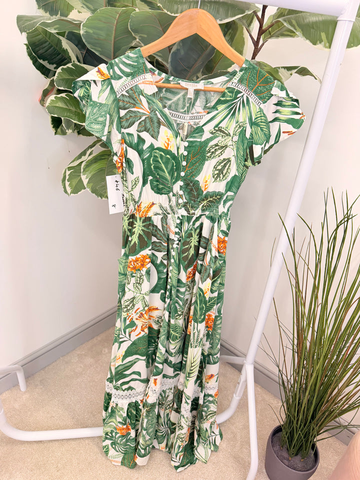 Ladies Fashion Tropical Print Summer Event Maxi Dress