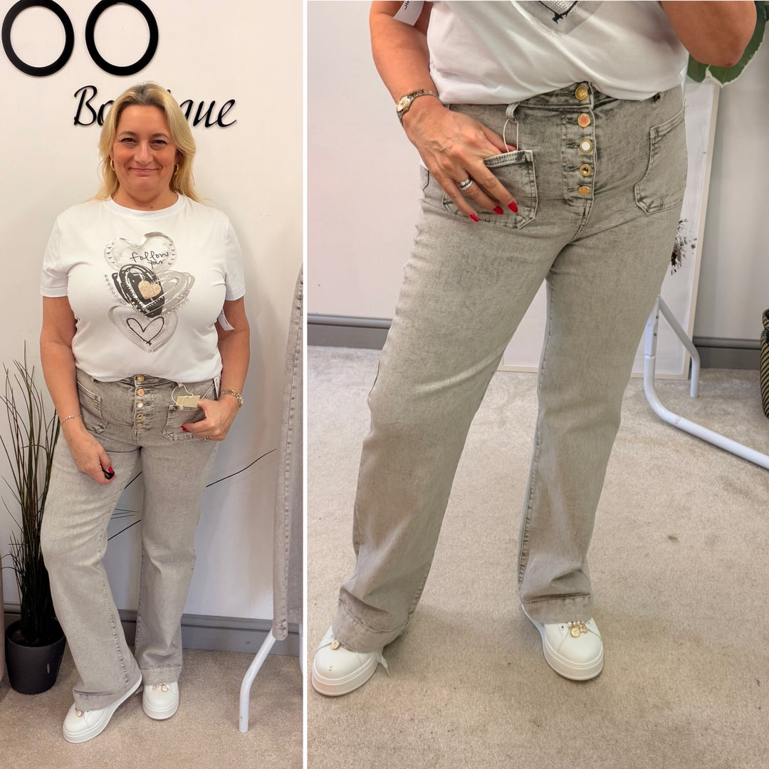 The MILLY grey denim wide leg jeans - size 6 to 14
