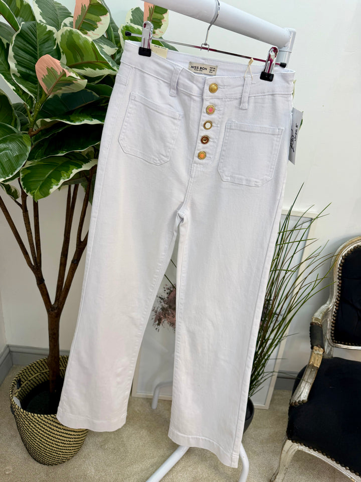 The MINNY white wide leg jeans - sizes 8 to 14