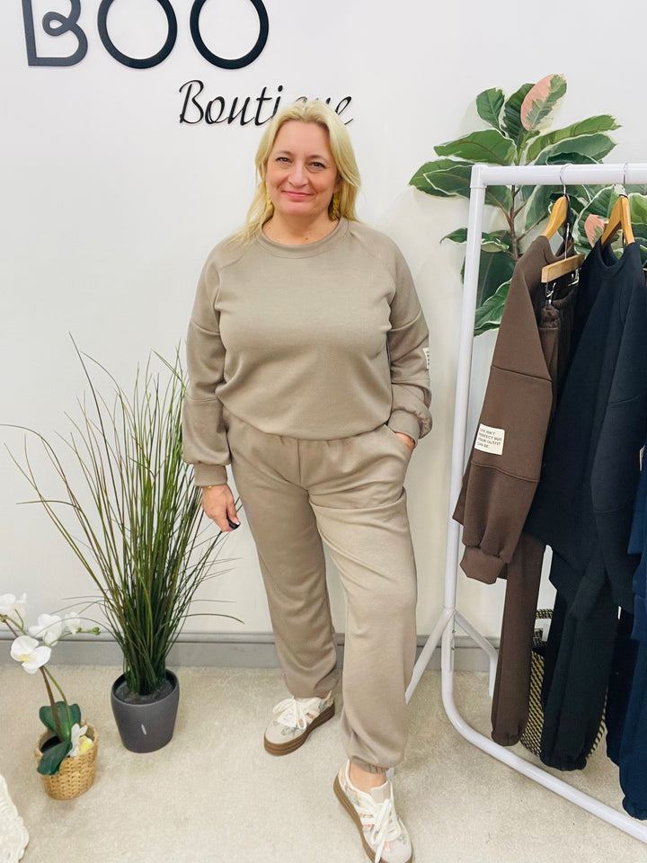 LADIES SCUBA JOGGER TROUSER CO ORD SET - BLACK, NAVY, MOCHA, BROWN