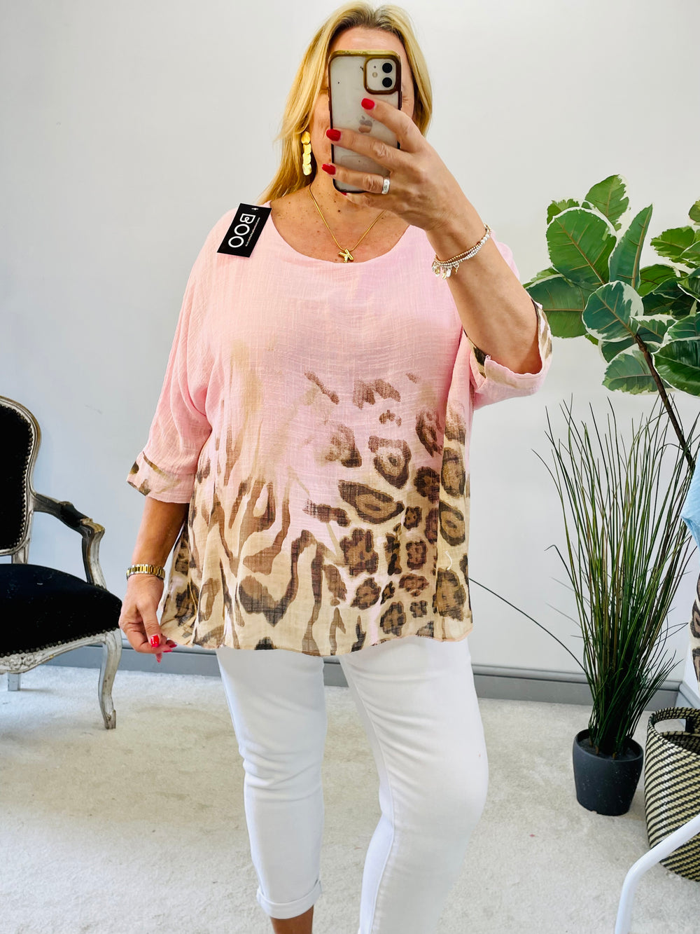 LADIES WOMENS LOOSE FIT ANIMAL LEOPARD PRINT SUMMER TOP - PINK, WHITE, BLUE