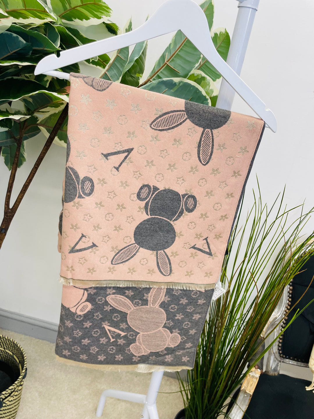 LADIES DESIGNER INSPIRED SCARF - NAVY, BROWN, BLACK, PINK, CAMEL, GREY