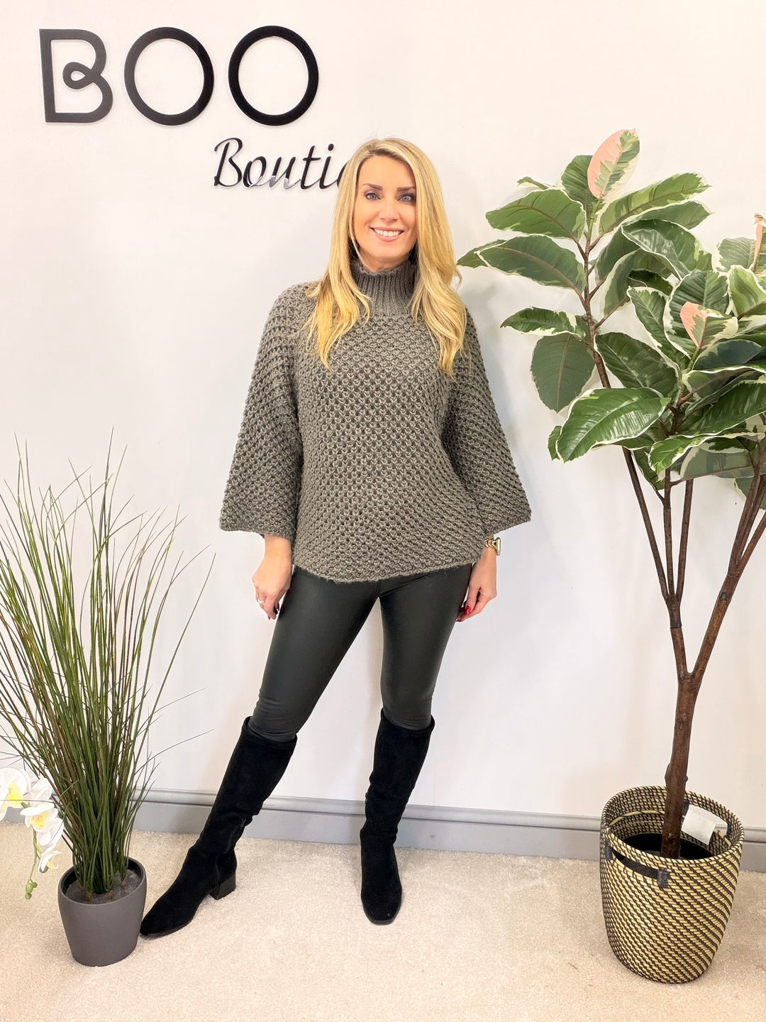 LADIES CHUNKY WAFFLE KNIT JUMPER - LEMON, BEIGE, BLACK, MOCHA & GREY