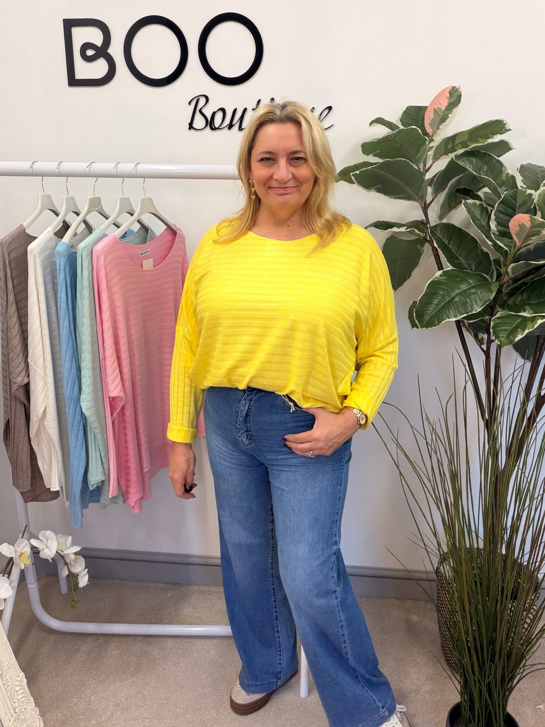 LADIES FINE KNIT LOOSE FIT TOP - MINT, BLUE, YELLOW, WHITE, PINK, MOCHA