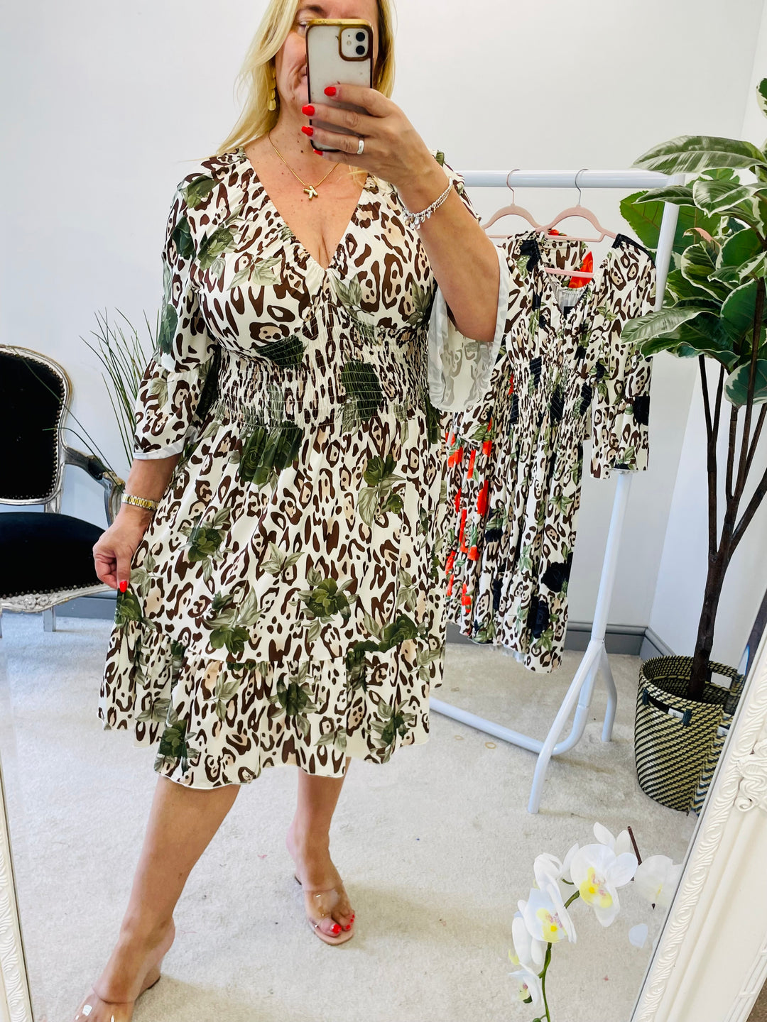 LADIES LEOPARD PRINT SUMMER MIDI DRESS