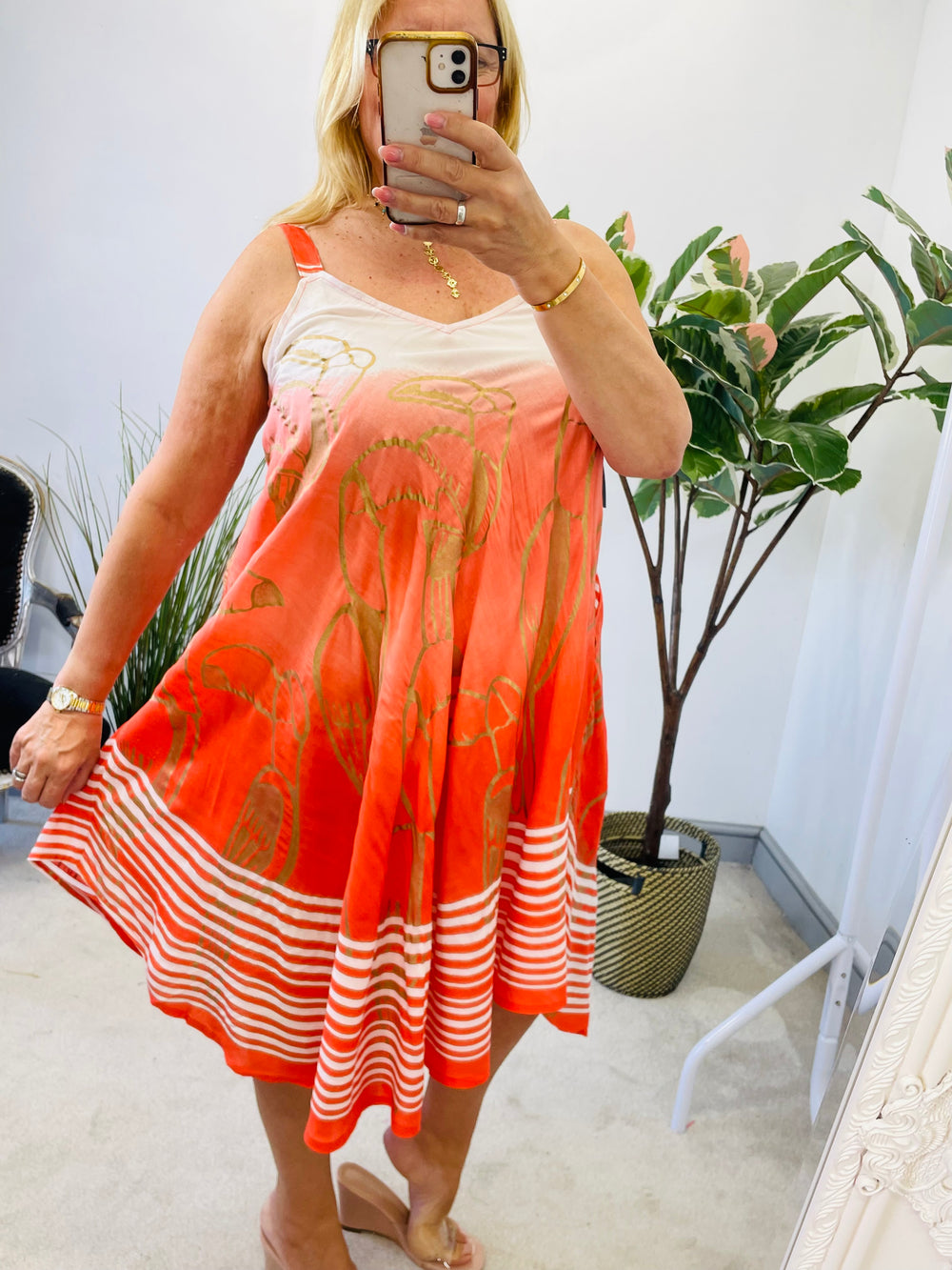LADIES ORANGE SUMMER HOLIDAY SUN DRESS