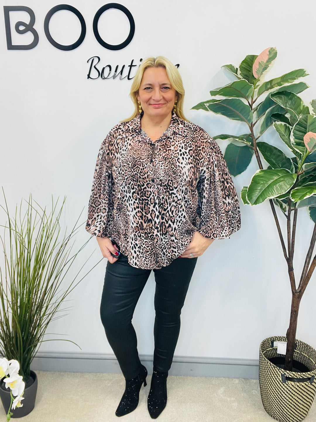 LADIES ANIMAL PRINT BLOUSE SHIRT