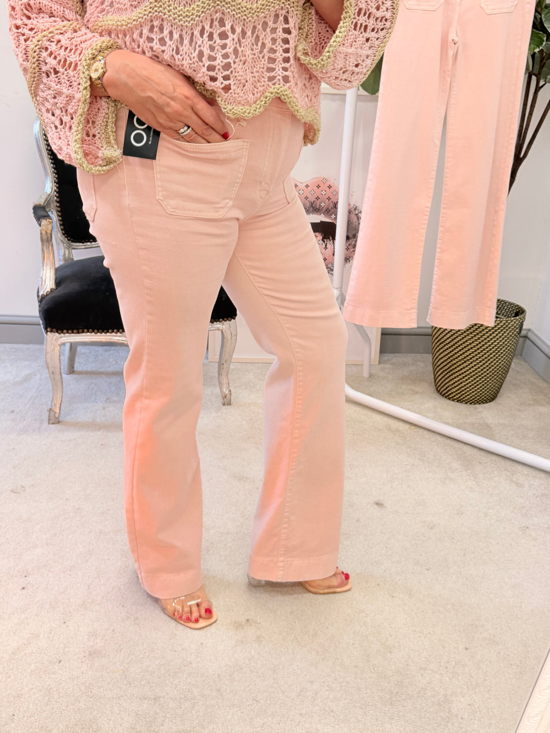 The ADDIE pink wide leg jeans - sizes 6 to 14