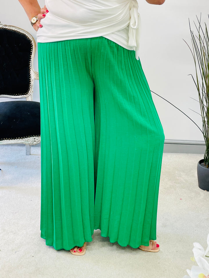 LADIES WOMENS PLEATED WIDE LEG PALAZZO CULOTTE TROUSERS - ROYAL BLUE, NAVY, BLACK, CAMEL, GREEN