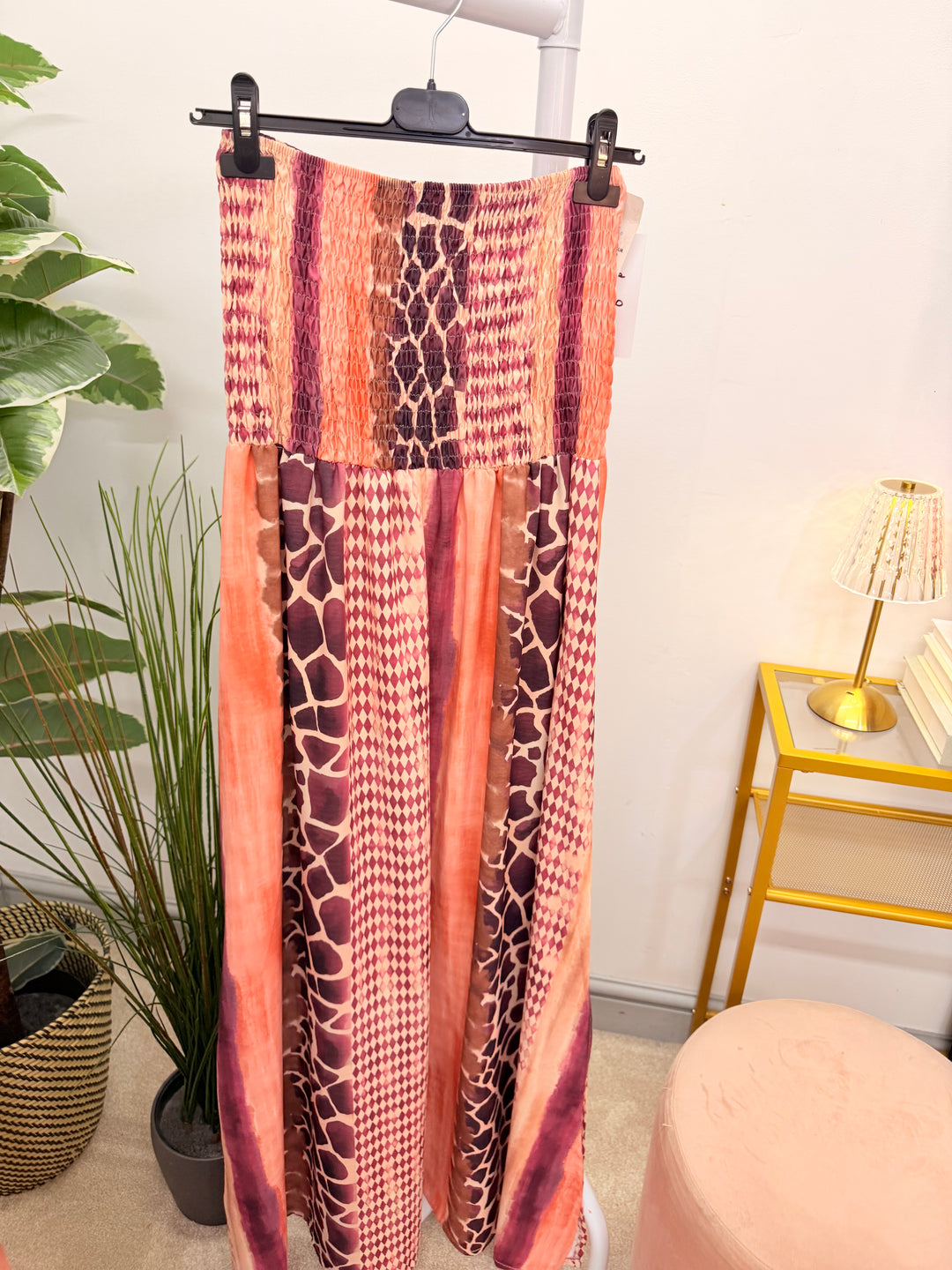 Ladies Summer Animal Print Bandeau Maxi Dress - Pink, Lilac, Blue & Black