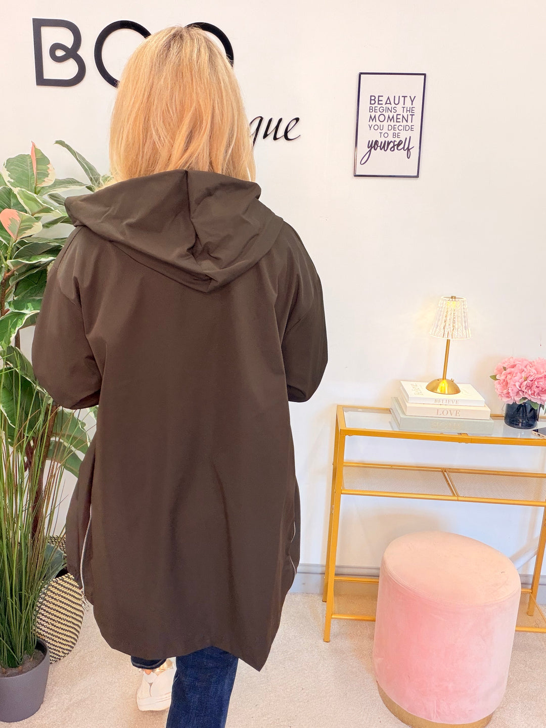 Womens shower proof hoody jacket - black, wine, brown & mocha