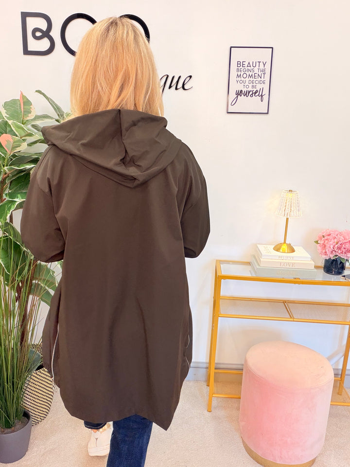 Womens shower proof hoody jacket - black, wine, brown & mocha
