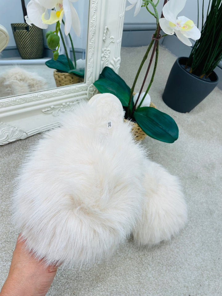 LADIES FAUX FUR SLIDER SLIPPERS