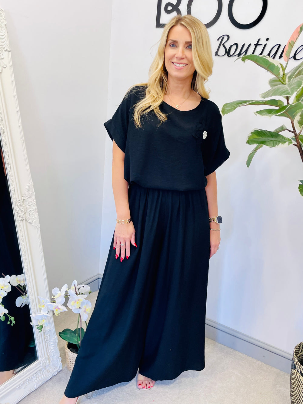 LADIES WIDE LEG TROUSER CO ORD SET 