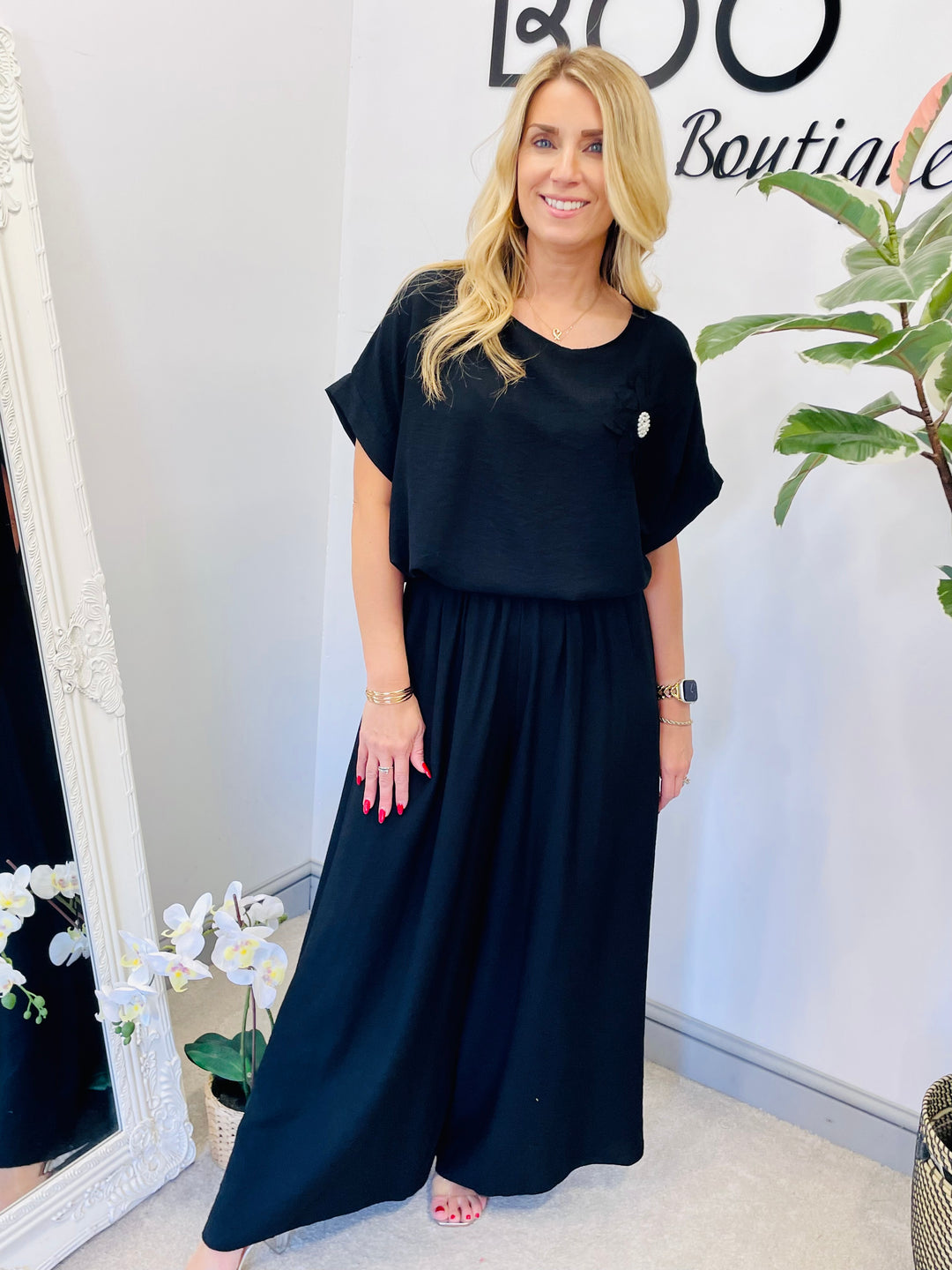LADIES WIDE LEG TROUSER CO ORD SET 