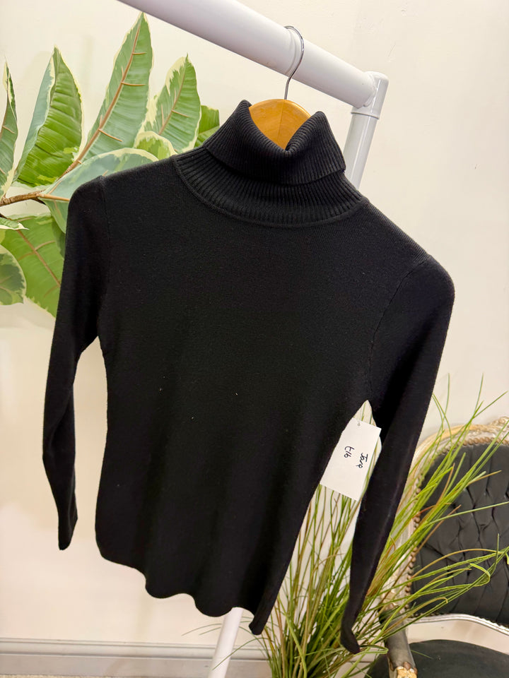 LADIES FASHION ROLL NECK JUMPER - BLACK, WHITE, LEMON, PINK, BLUE, BROWN & BEIGE