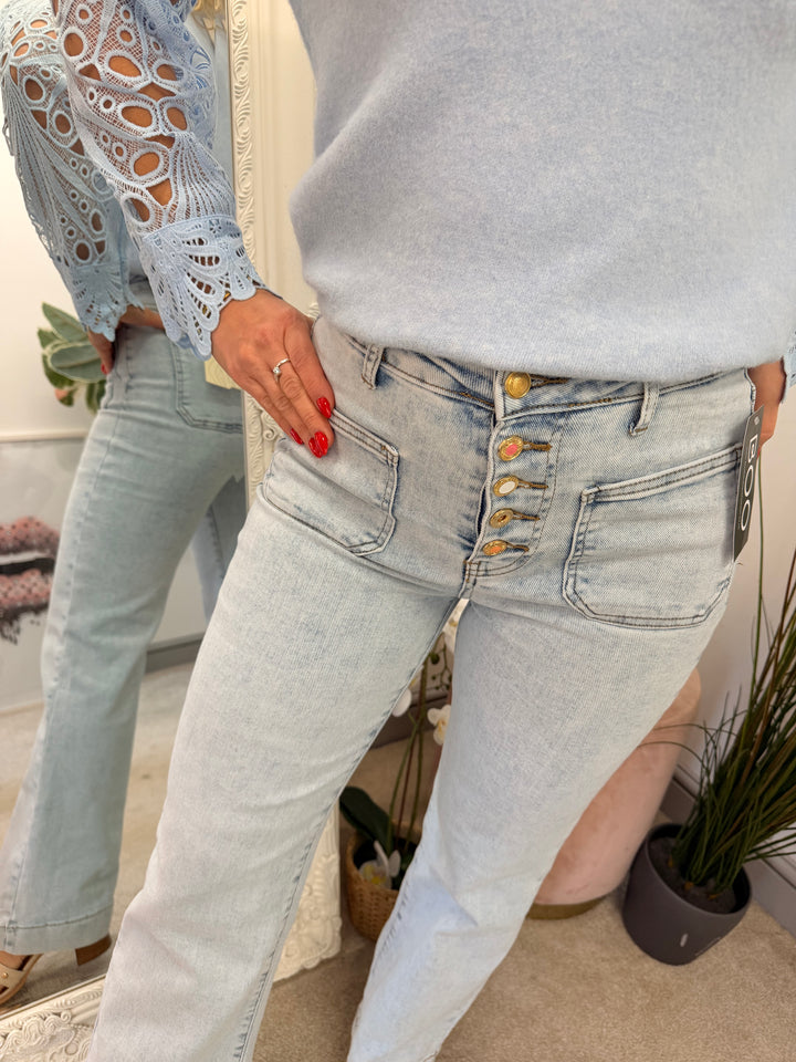 The FLO blue denim wide leg jeans - size 6 to 14