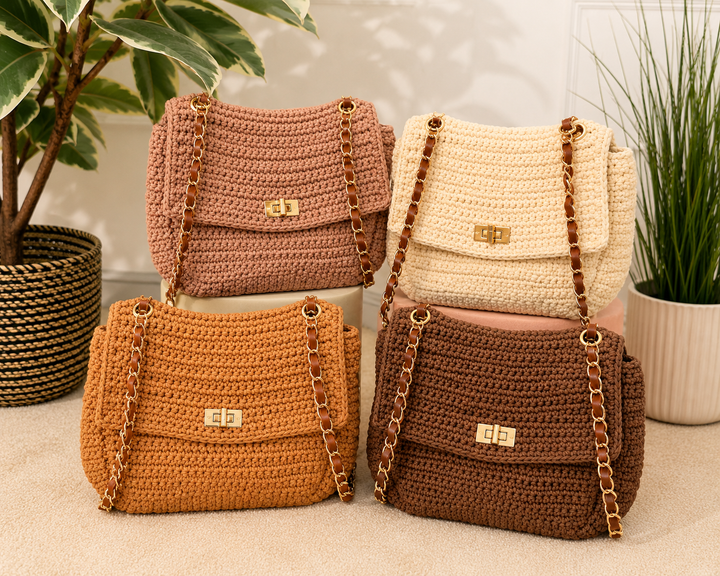 Ladies Fashion Woven Summer Shoulder Bag - Cream, Beige, Pink, Brown