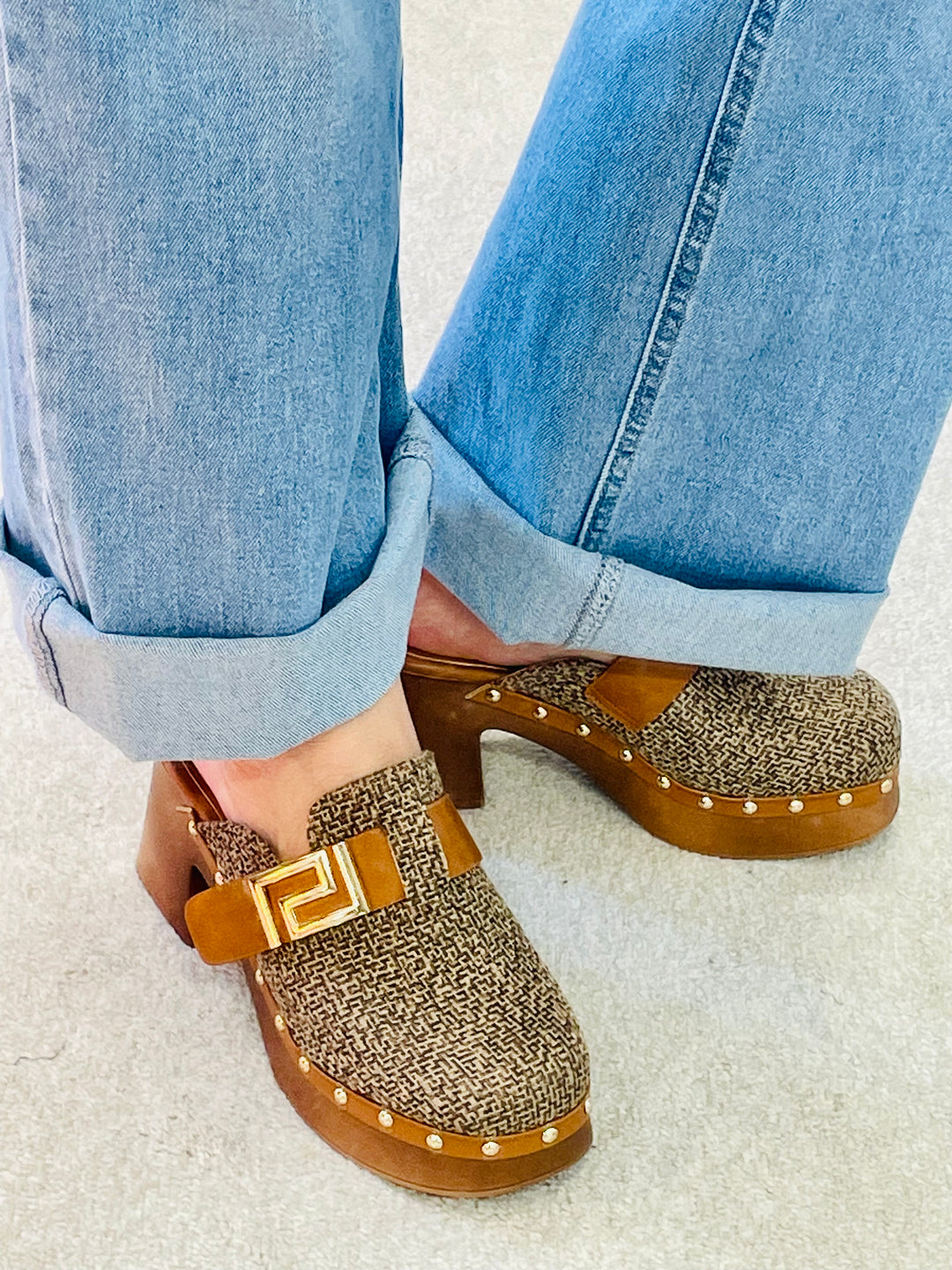 TWEED INSPIRED CLOG SHOES ( JU1588 ) - sizes 3 to 8