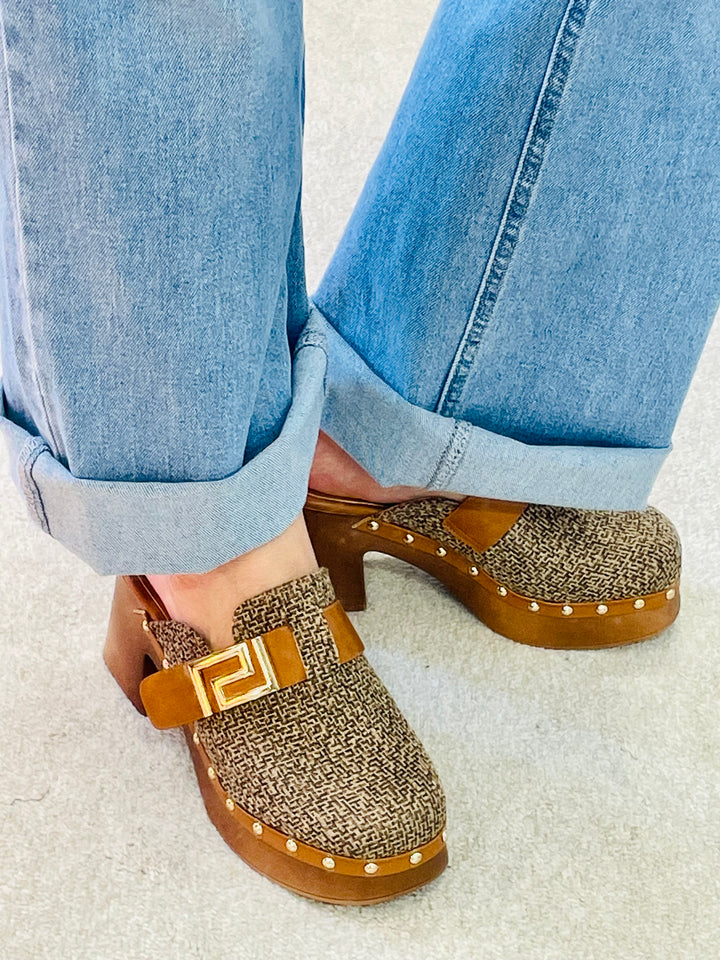 TWEED INSPIRED CLOG SHOES ( JU1588 ) - sizes 3 to 8