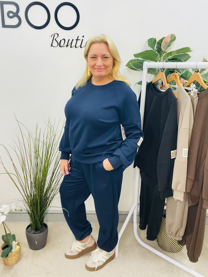 LADIES SCUBA JOGGER TROUSER CO ORD SET - BLACK, NAVY, MOCHA, BROWN