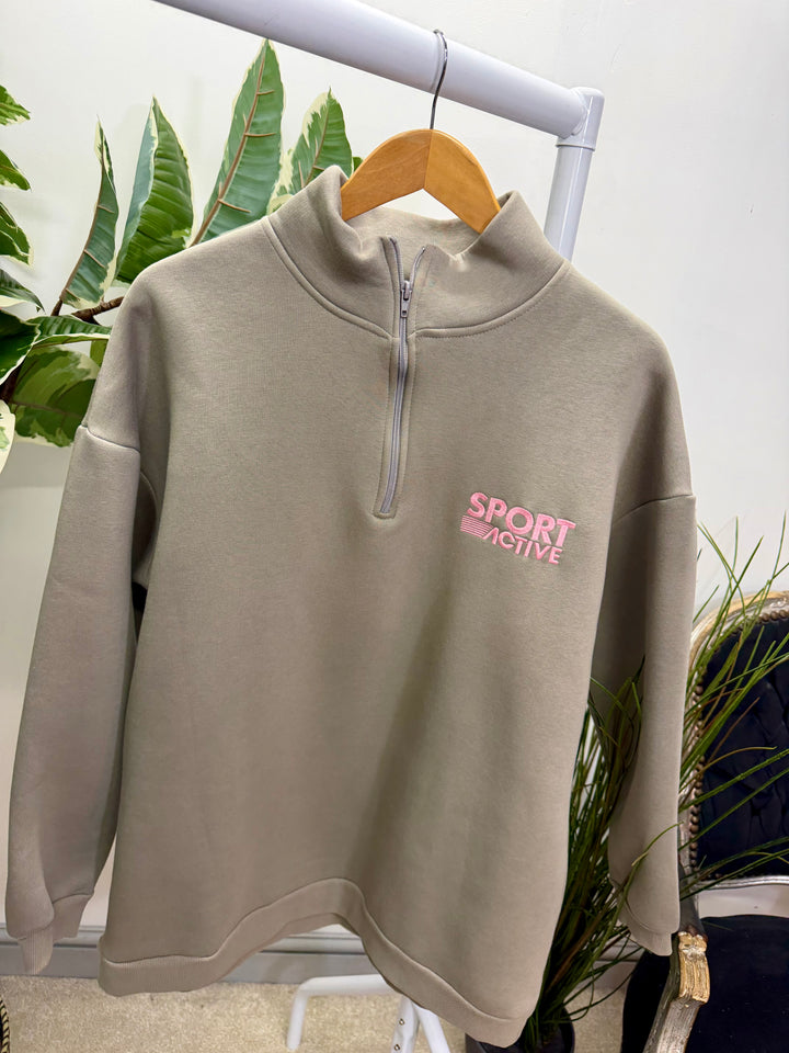 LADIES FLEECE LINED LONG SWEATSHIRT TOP - LEMON, MOCHA & KHAKI