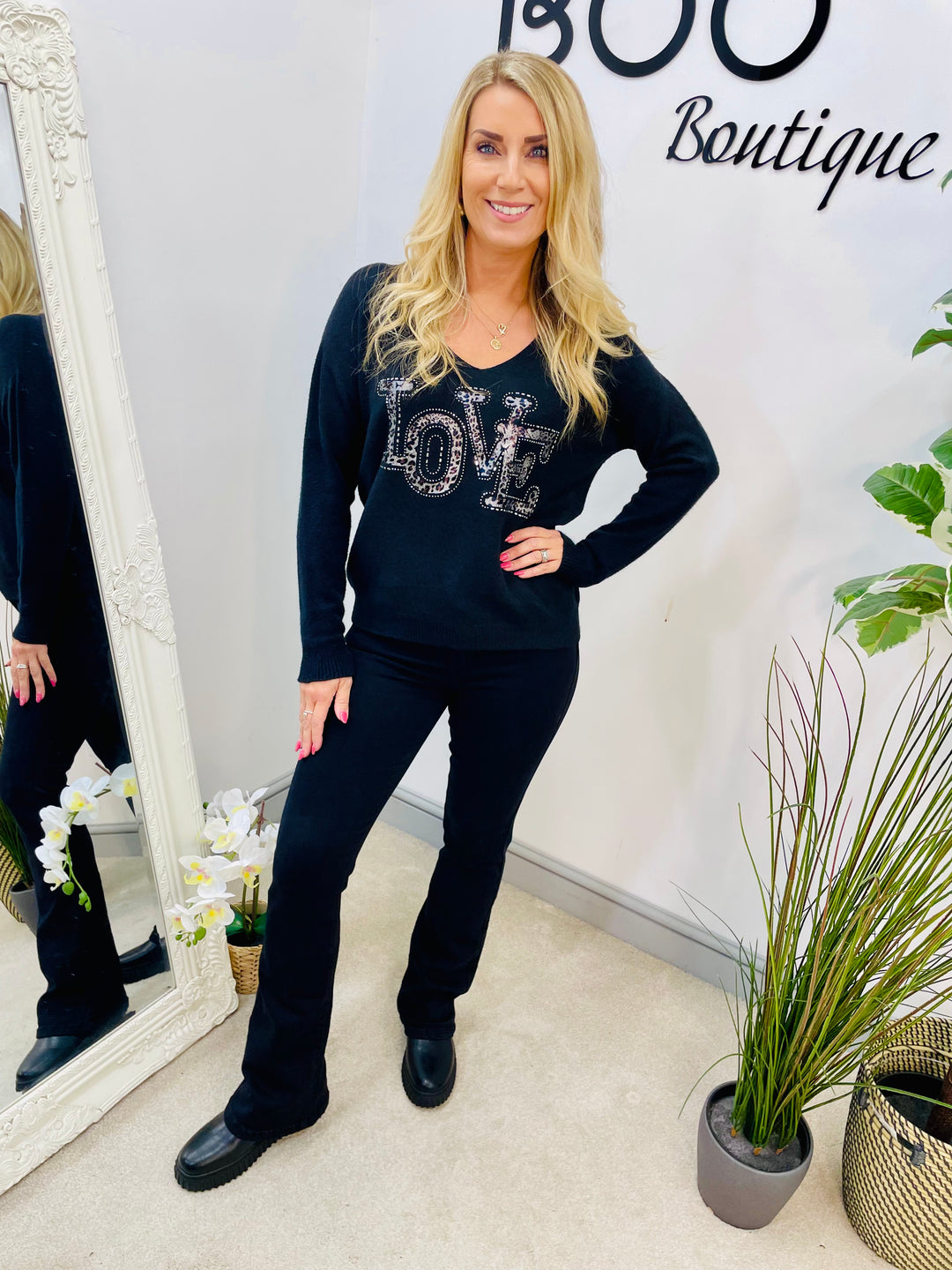 The ORLA black flare jeans