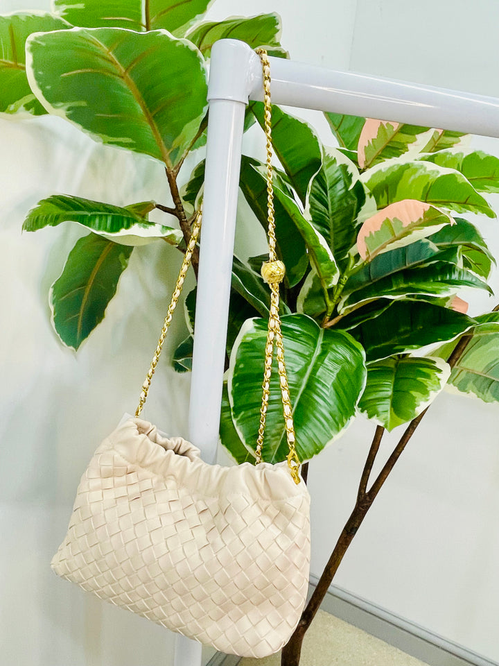 LADIES DESIGNER INSPIRED WOVEN HAND BAG - BLACK, WINE, BROWN, BEIGE