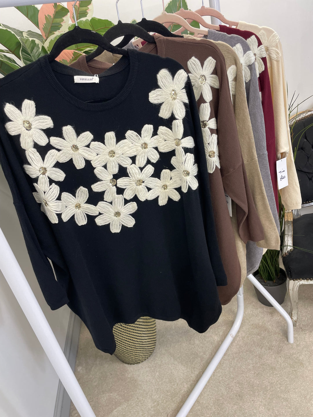 LADIES EMBROIDERED OVERSIZE LOOSE FIT JUMPER